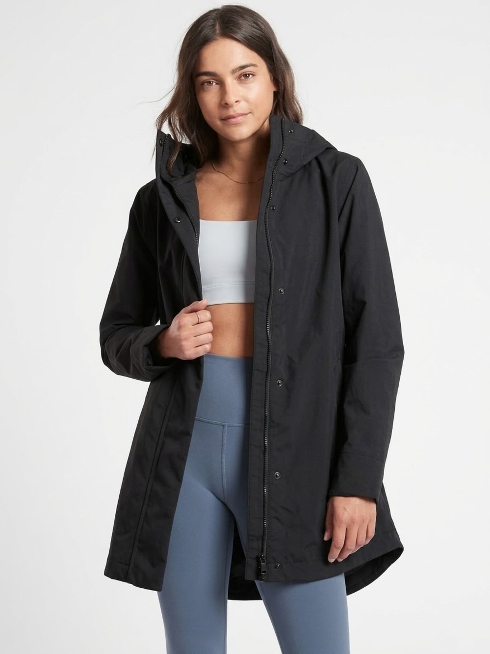 Athleta Rainout Black Waterproof Parka Jacket Small